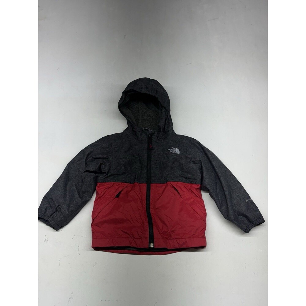 The North Face Toddler Dry Vent Hooded Rain Jacket Gray Red Unisex Size 3T